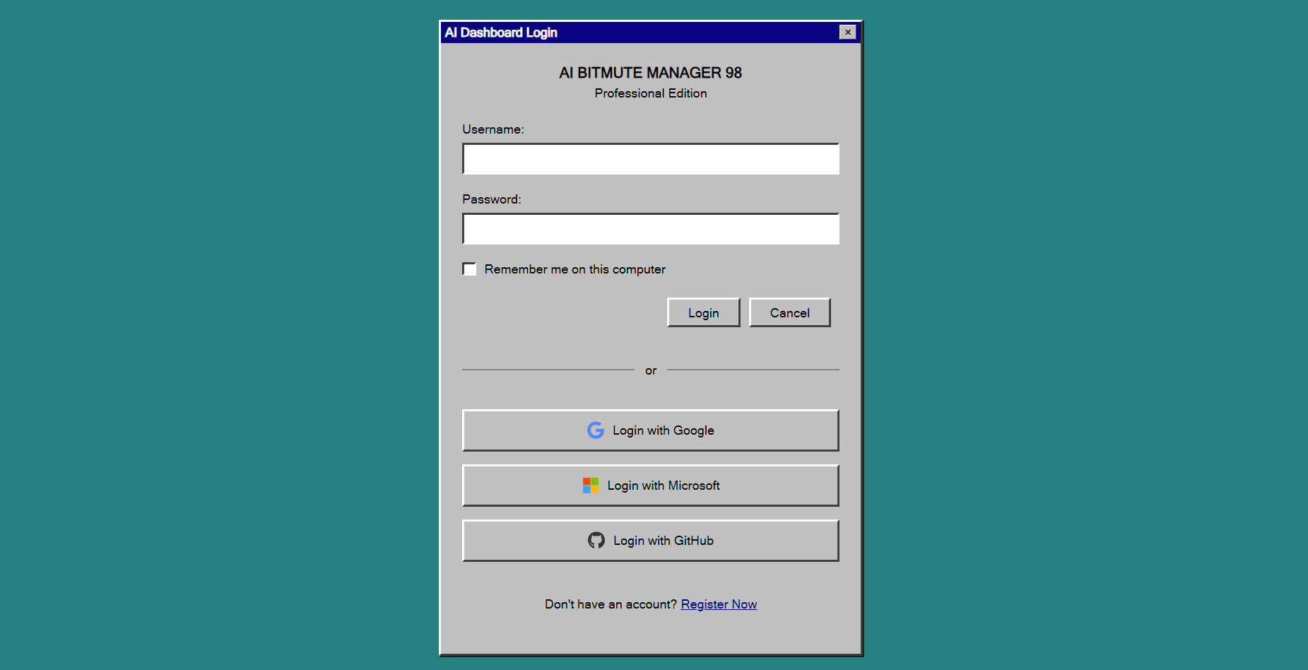 Windows 98 Login Form